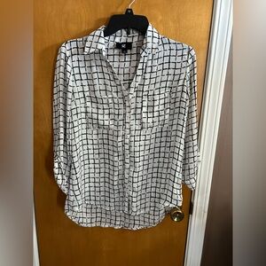 Iz Byer Black and White Checkered Women's Top